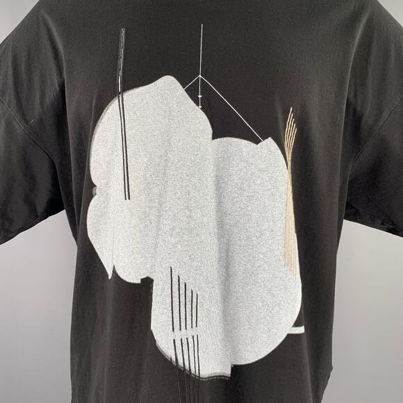 JULIUS_7 Size S Black White Graphic Cotton Crew Neck T-shirt - Picture 2 of 7